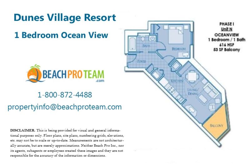 Dunes Village I Floor Plan N - 1 Bedroom Ocean View
